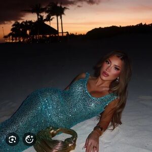 Teal Sequin Maxi Dress